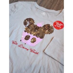 Disney Parks Walt Disney World Mickey Cupcake Reversible Sequin Shirt Womens M